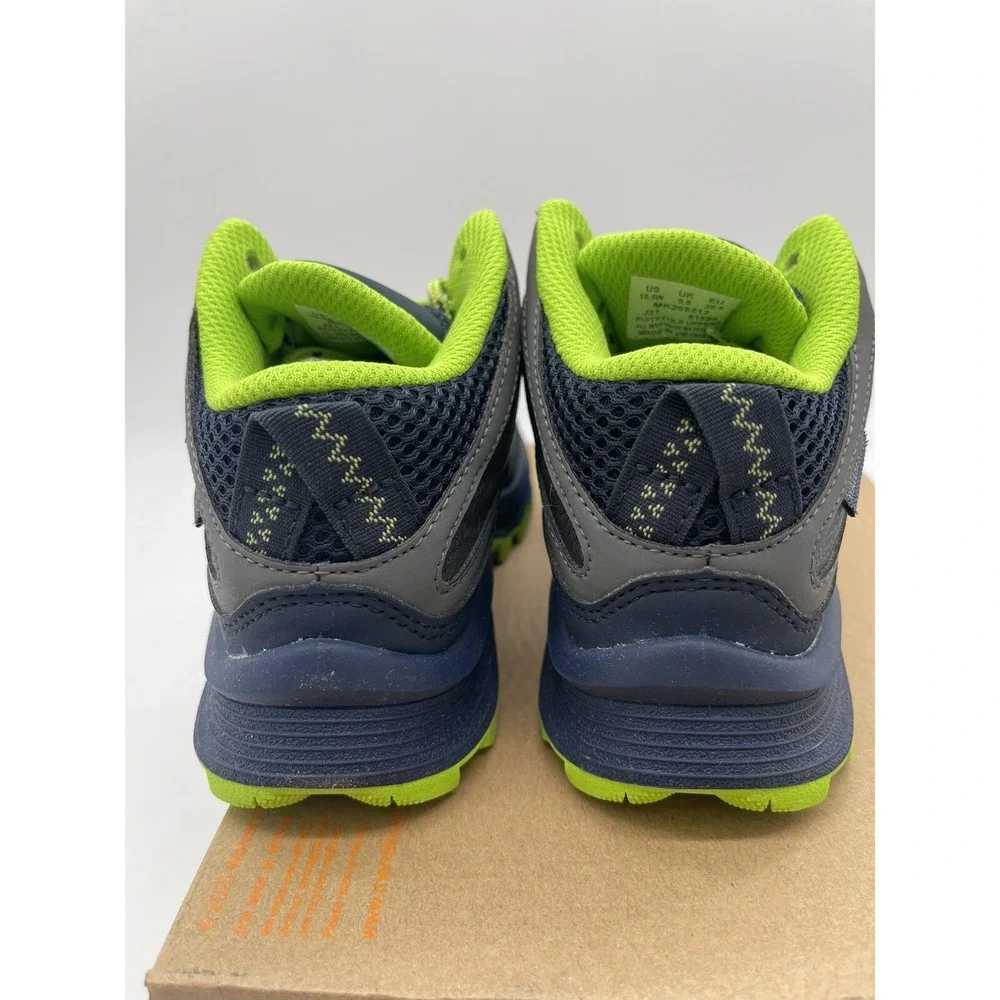 Merrell Kids Moab Speed Mid Navy/Grey/Lime Shoes MK265212 Size 10.5 W Box No Lid